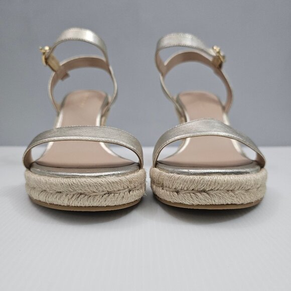 Stuart Weitzman Teddi Wedge Womens 8.5 Metallic Gold Espadrille Sandal NEW - Picture 6 of 13